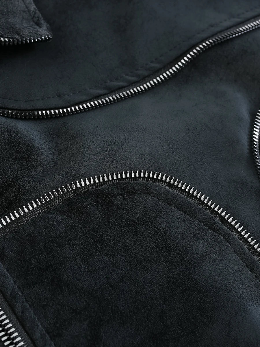 Handsome Deconstructed Tie Dye Zipper Leather Jacket