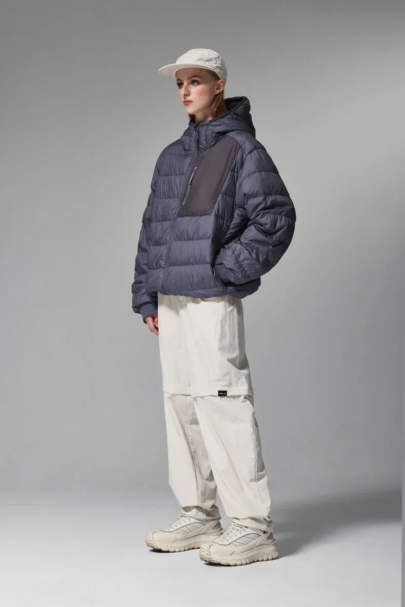 Patchwork Hooded Puffer Jacket