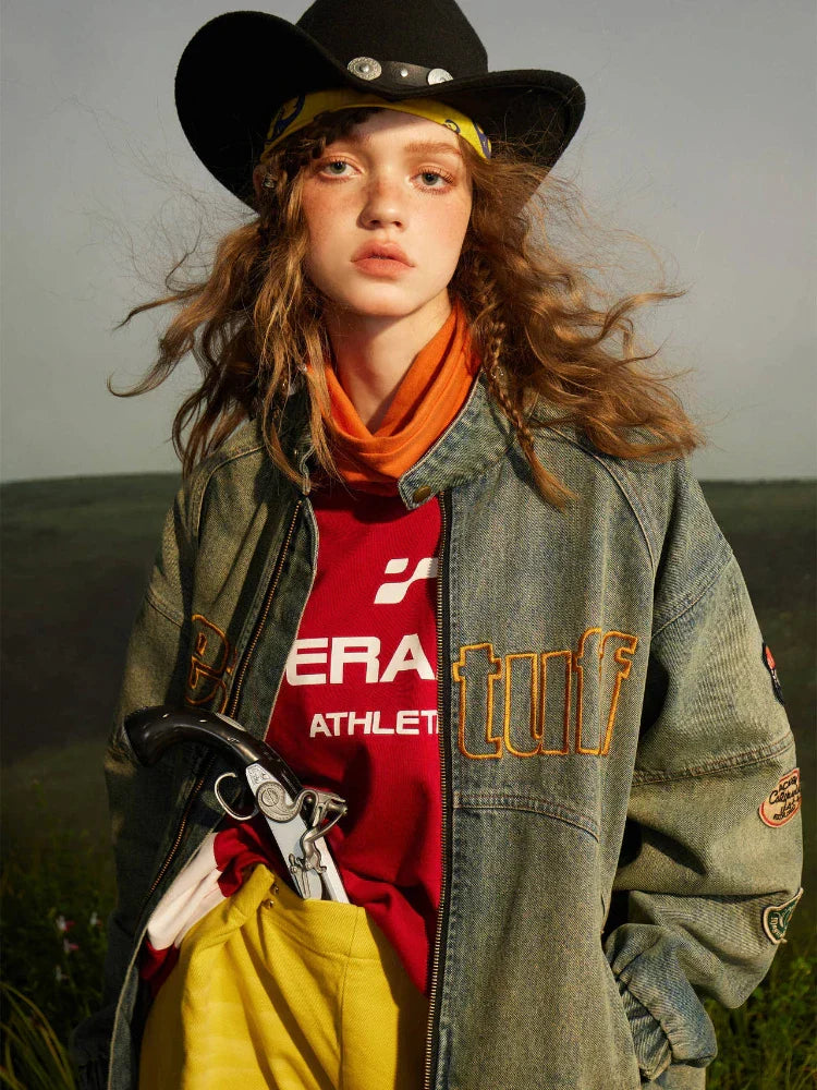 Cargo Patchwork Cowboy Denim Jacket