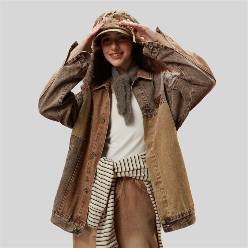 Stitching Coffee Denim Jacket