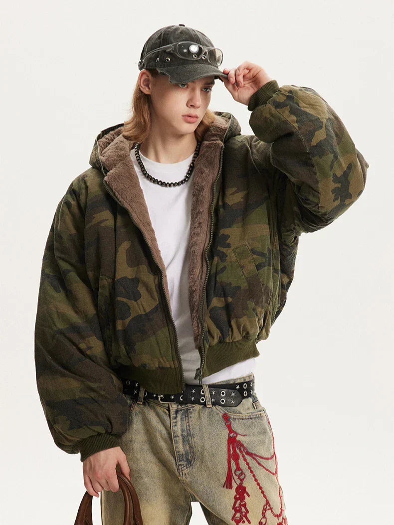 Camouflage Winter Thick Fur Jacket