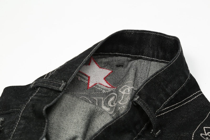 Black Baggy Star Denim Jeans