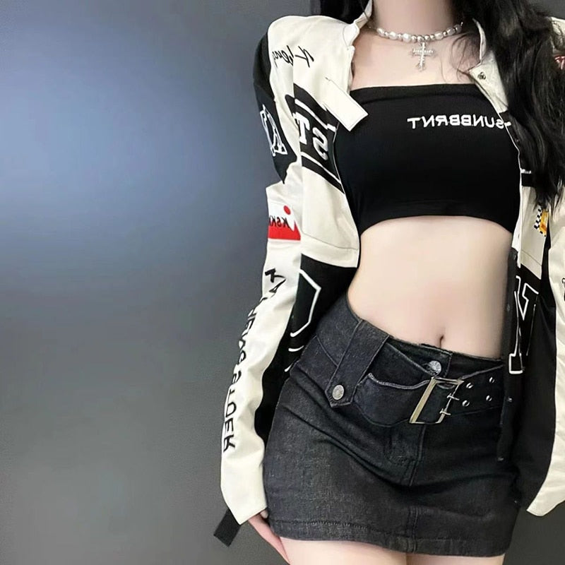 Detachable Motorcycle Crop Varsity Jacket