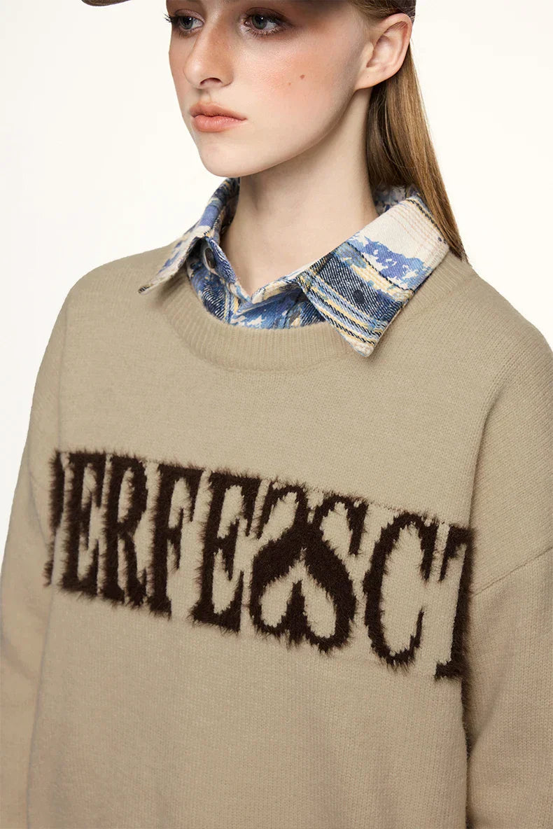 Distressed Lettered Sweater