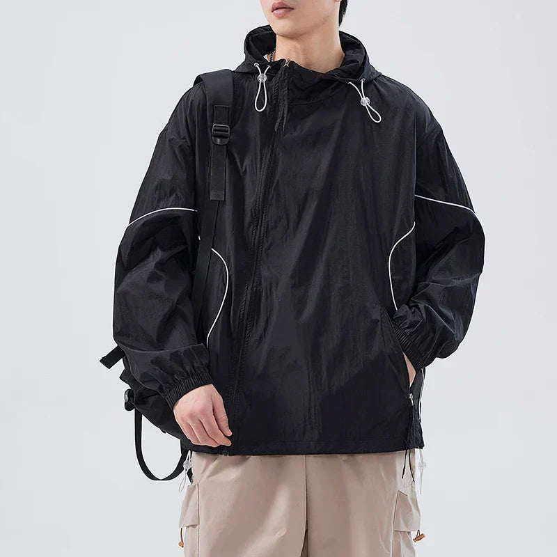 Model wearing the black Trail seeker Jacket