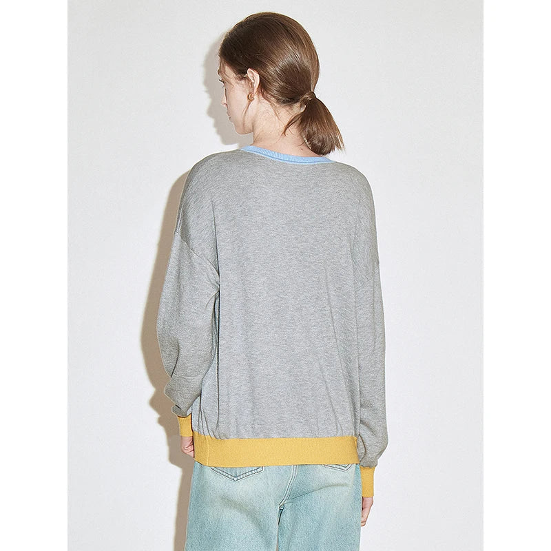 Color Blocked Knitted Pullover Sweater