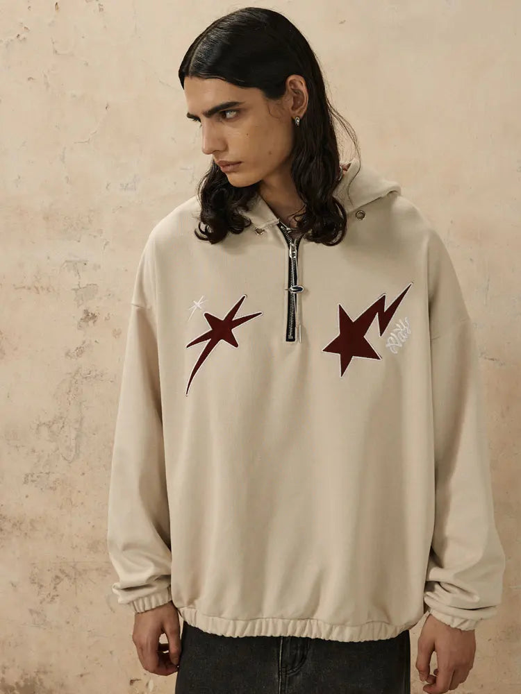 Loose Star Embroidery Hoodie