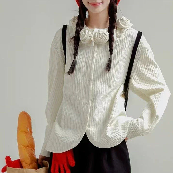 Chic 3D Flowers Spring Autumn Cardigan