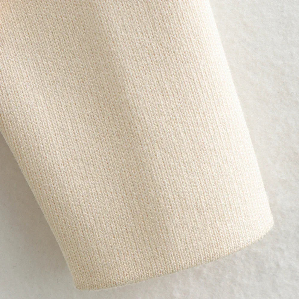 Elegant Ivory Knitted Women Cardigan