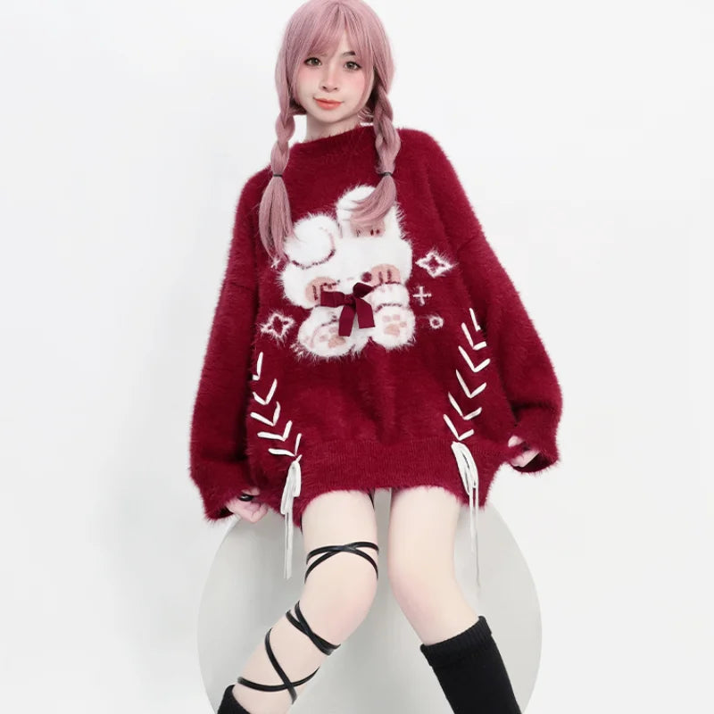 Coquette Oversized Red Women's Sweater