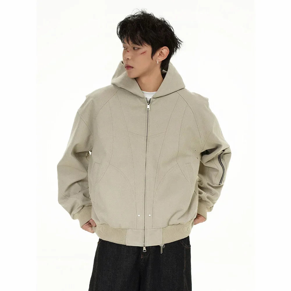 Elevated Modern Casual Hooded Bomber Jacket