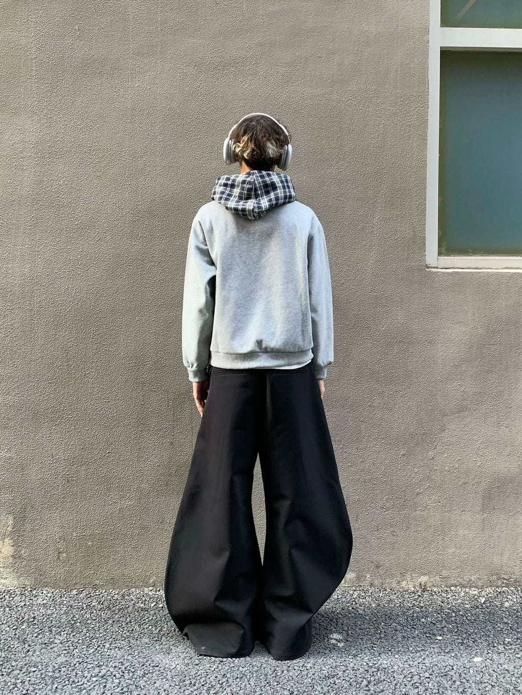 Effortless Plaid Retro Splicing Hooded Sweatshirt