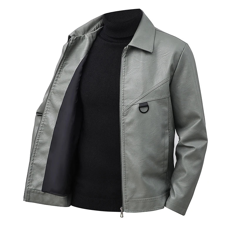 Slim Lapel Leather Jacket