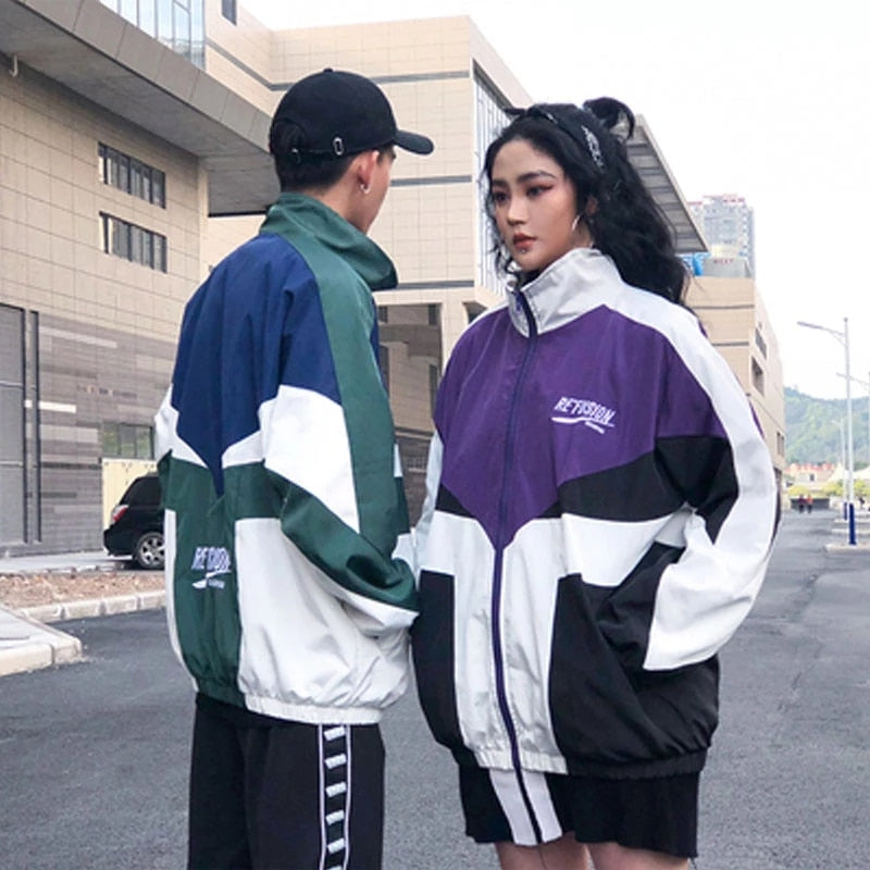 Patchwork Color Block Windbreaker Jacket