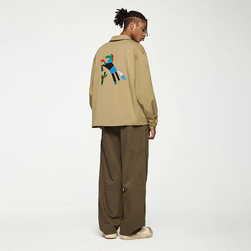 Embroidered Bird And Palm Tree Jacket