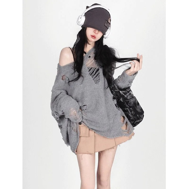 Women Vintage Grey Zipper Sweatshirt