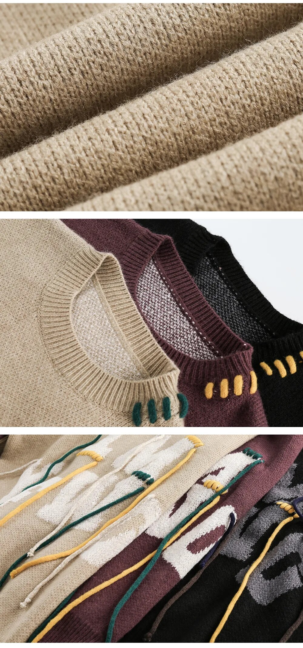 Stitched Ropes Embroidery Sweater