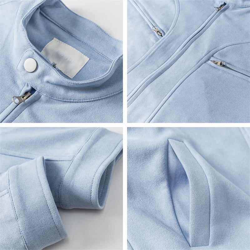 Couples Light Blue Motorcycle Jacket