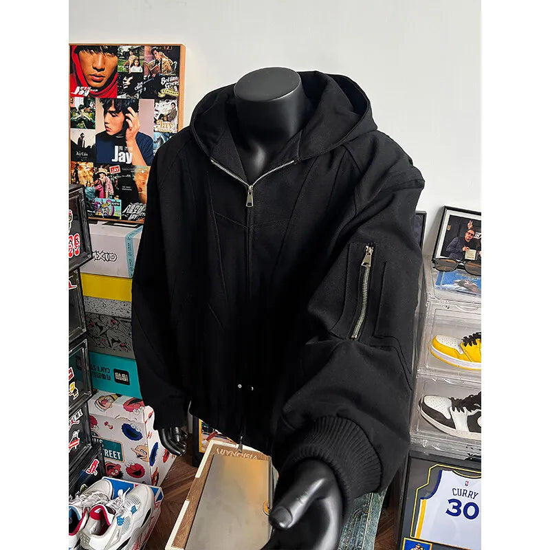 Elevated Modern Casual Hooded Bomber Jacket