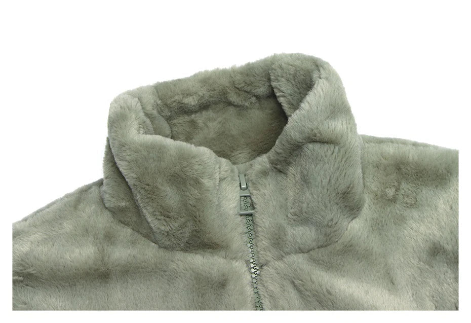 Cozy Letter Patch Fleece Jacket