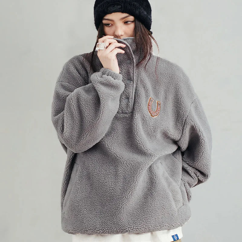 Cozy Polar Fleece Half Placket Sweatshirt