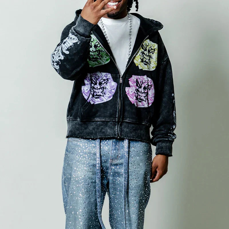 Men Casual Vintage Retro Oversized Baggy Sweatshirt