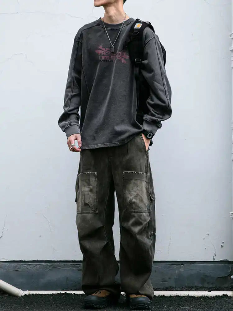 Distressed American Style Oversized Sweatshirt