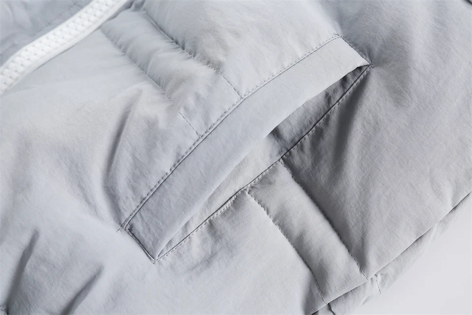 Solid Hooded Collar Puffer Jacket