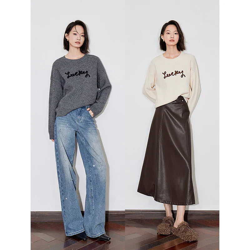 Cozy Warm Knitted Letter Print Sweater