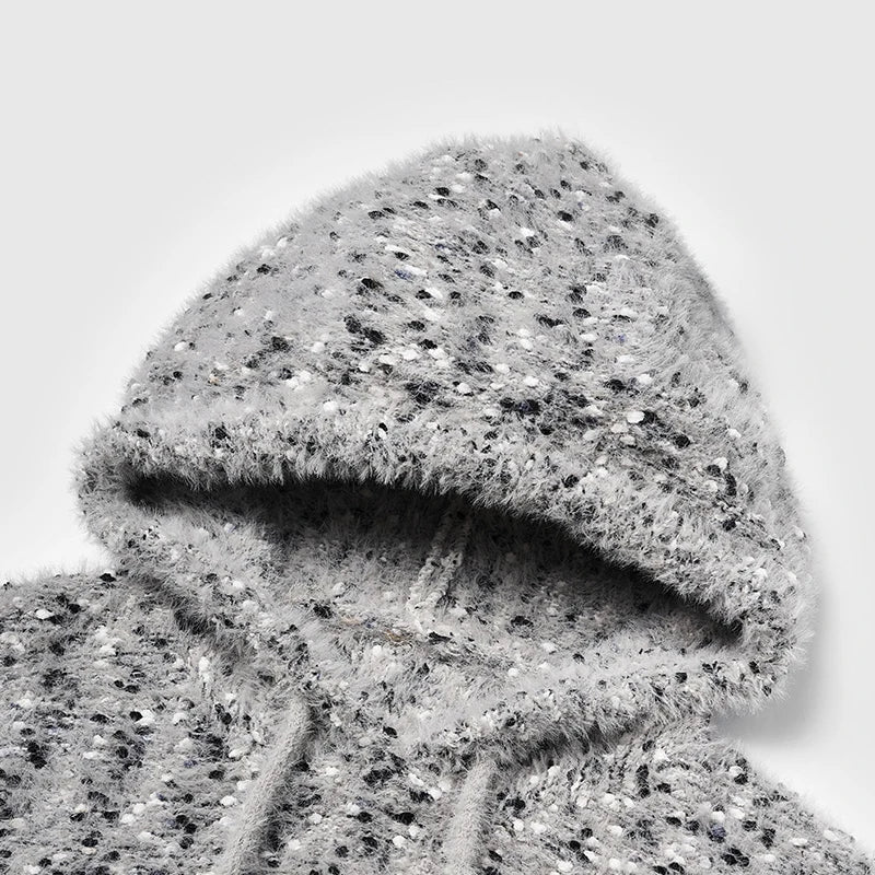 Yarn Heathered Knitwear Hoodie