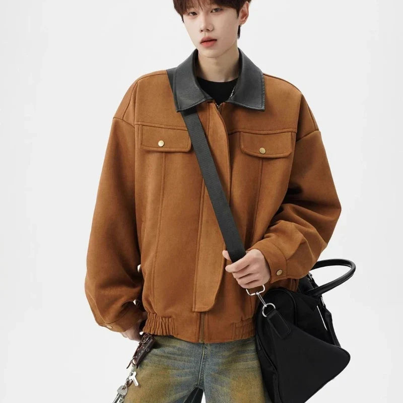 Kinetic Color Blocked Tooling Lapel Jacket