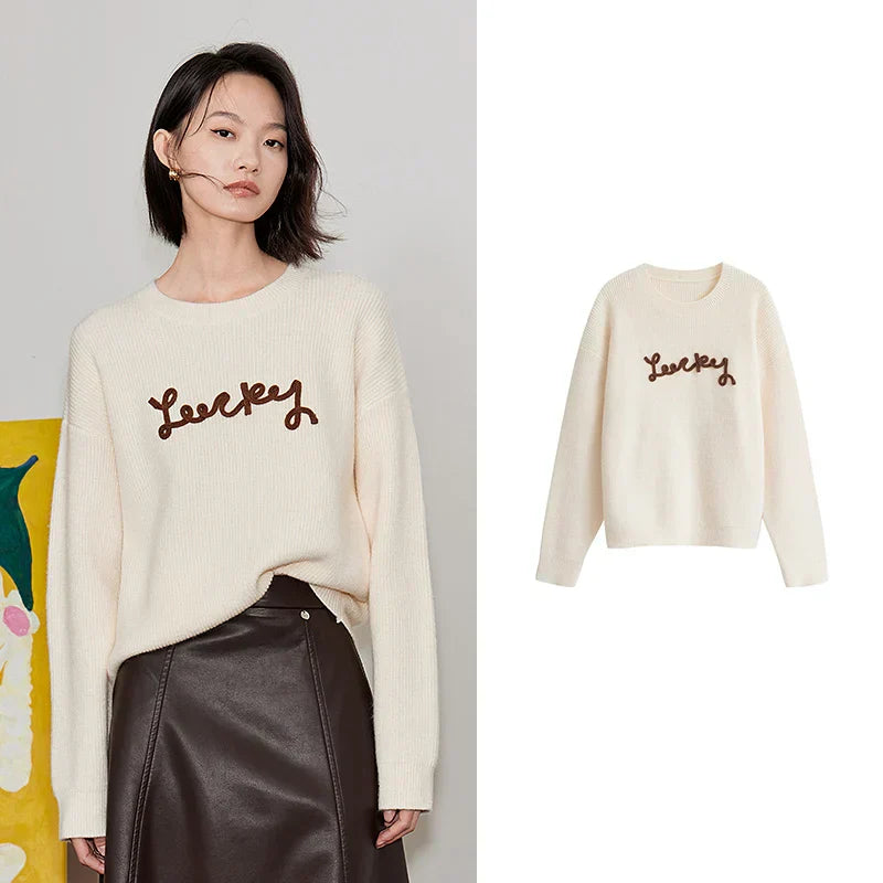 Cozy Warm Knitted Letter Print Sweater