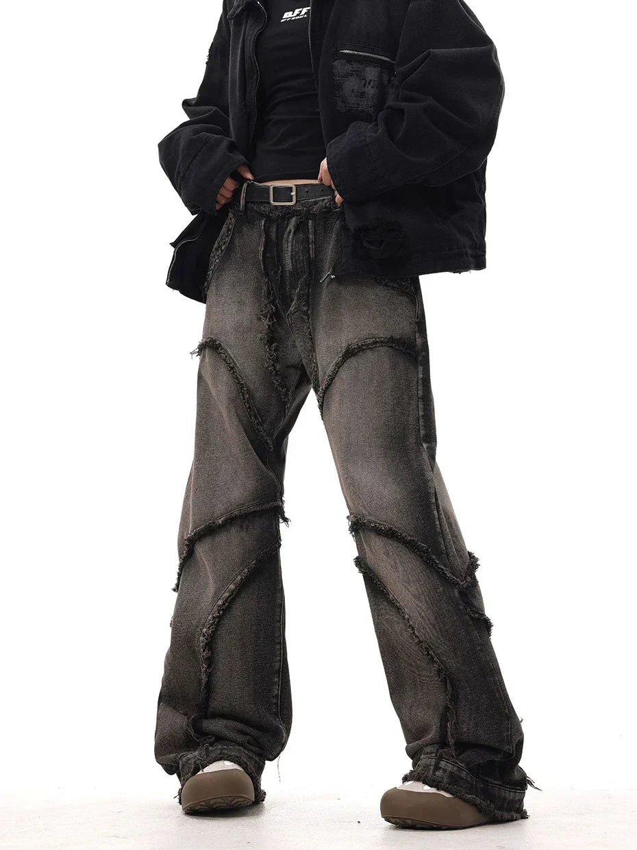 Crisscross Stitch Baggy Jeans