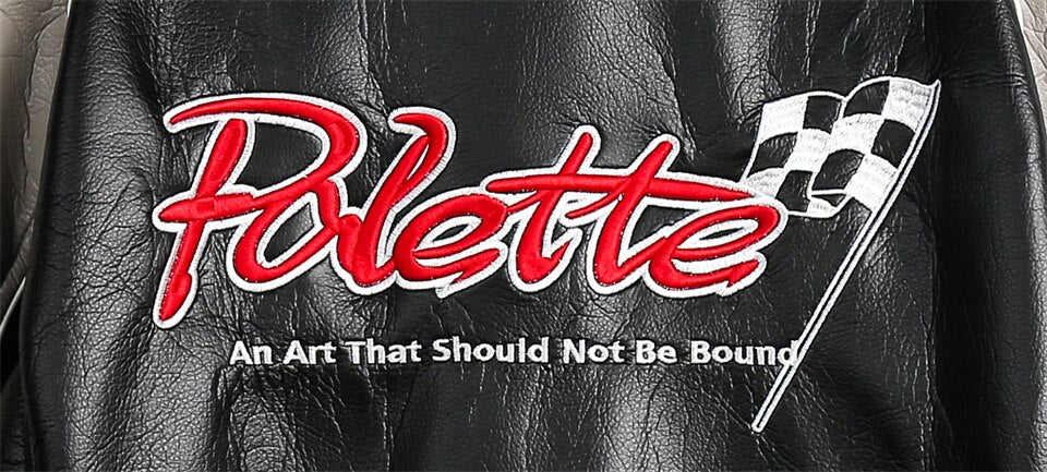 Waterproof Color block Leather Varsity Jacket