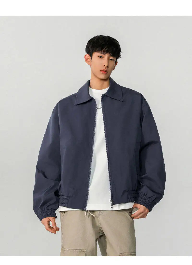 Classic Solid Color Casual Zip-Up Jacket