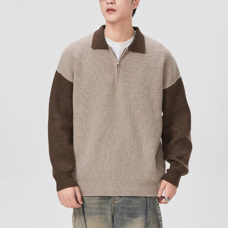 Cozy Bootcut Knitted Half Zipper Sweater