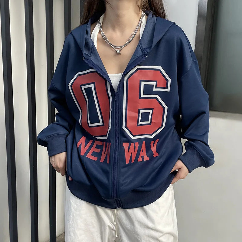 Plush Vintage Letter Print Winter Sweatshirt