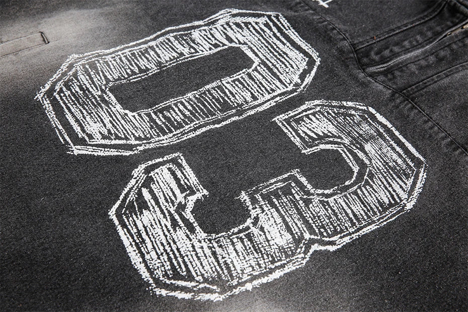 Embroidered Number Hooded Jacket