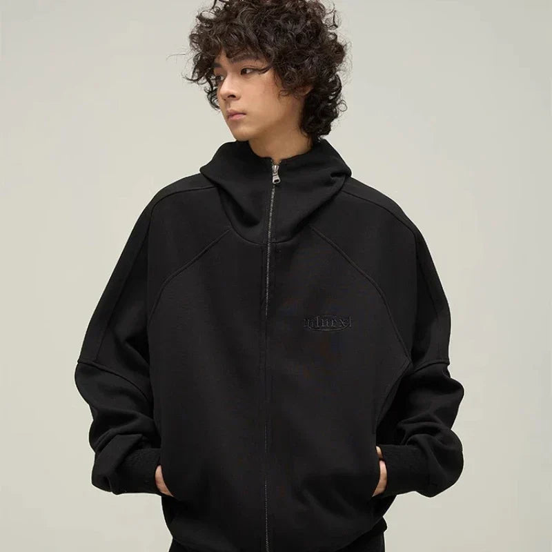 Punk Oversized Letter Embroidered Stand Sweatshirt