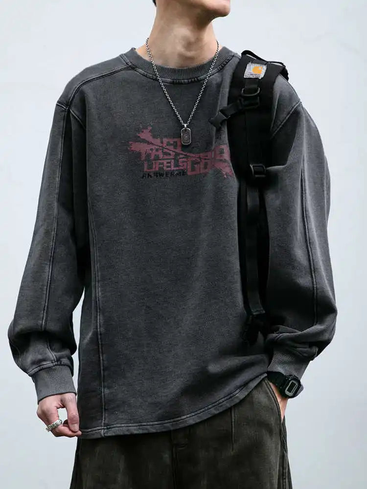 Distressed American Style Oversized Sweatshirt