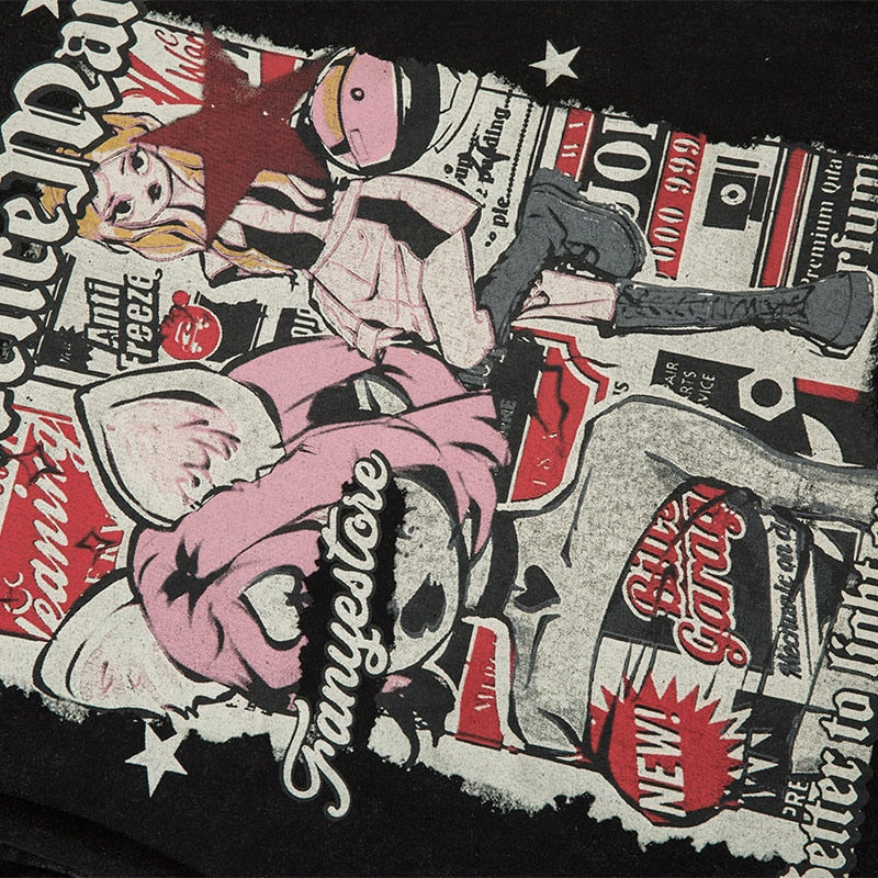 Vintage Cartoon Cats Oversized Sweatshirt