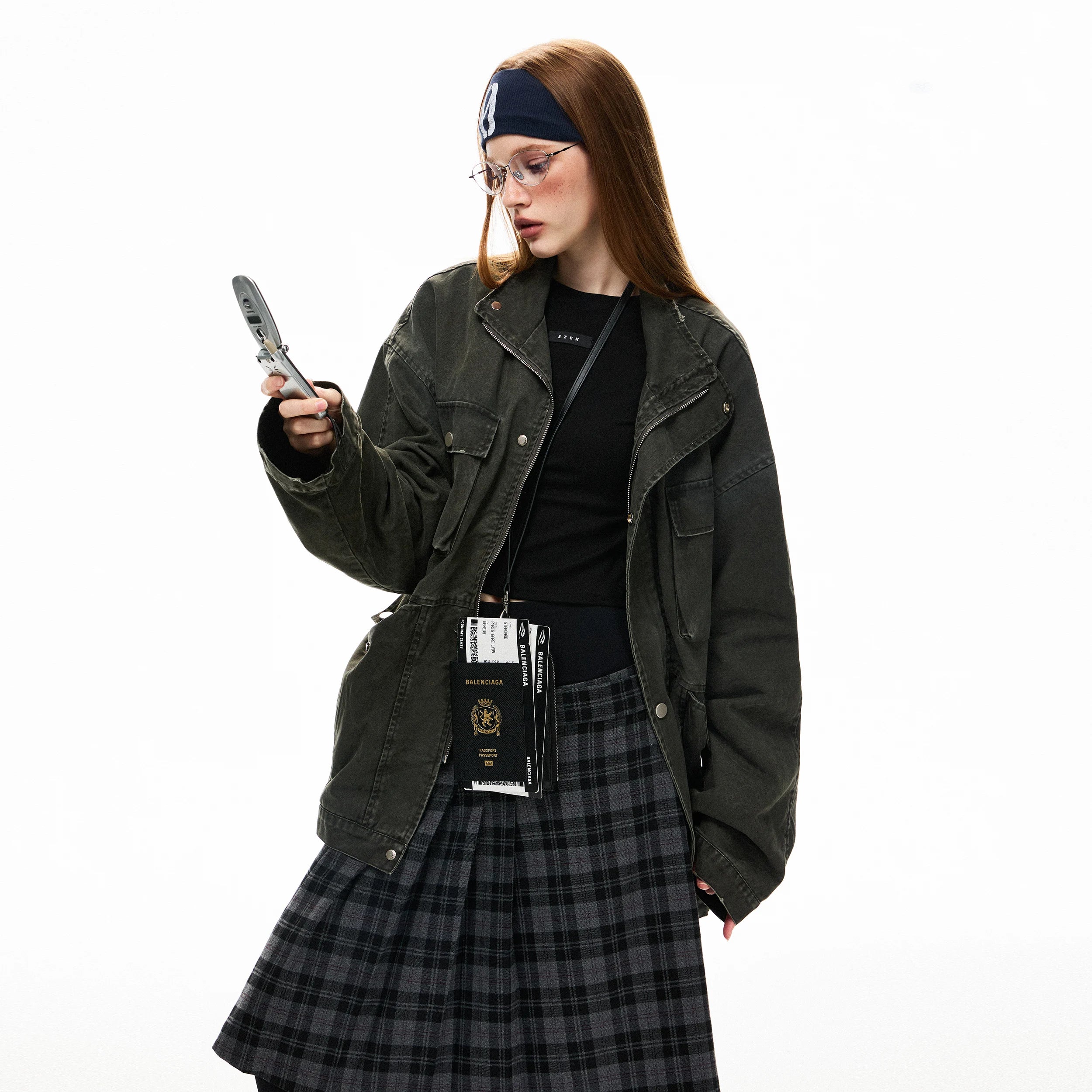 Washed Medium Long Denim Jacket