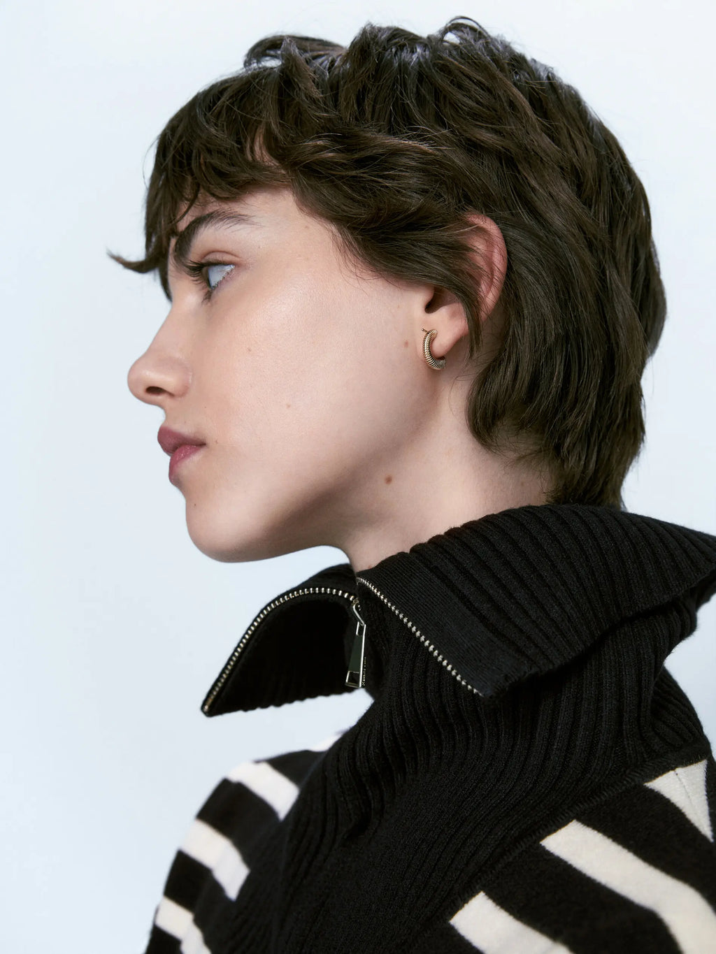 Retro Ethereal Striped Patchwork Turtleneck Sweater