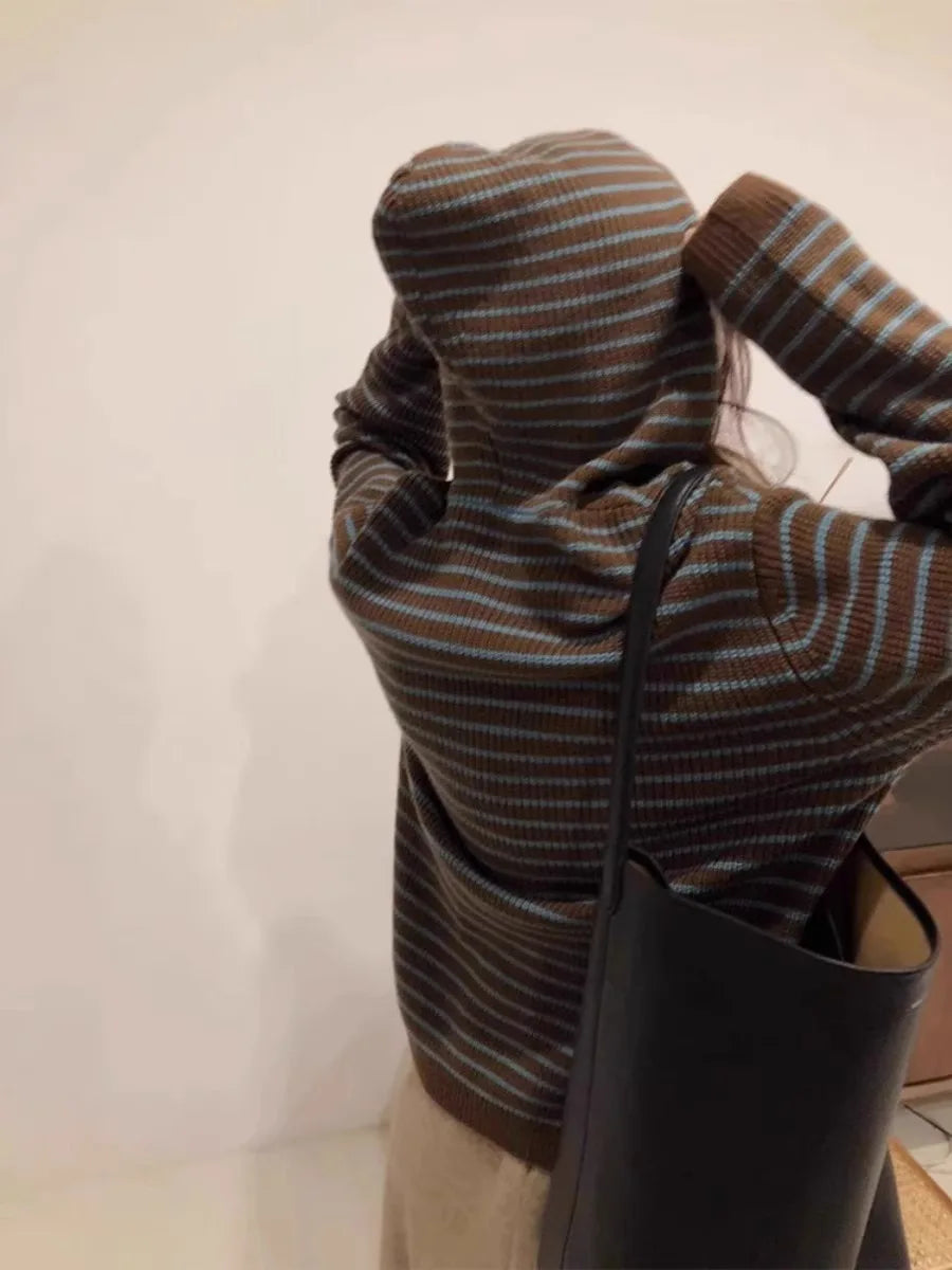 Cozy Striped Knitted Hoodie
