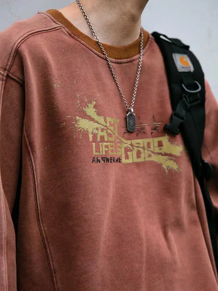 Distressed American Style Oversized Sweatshirt