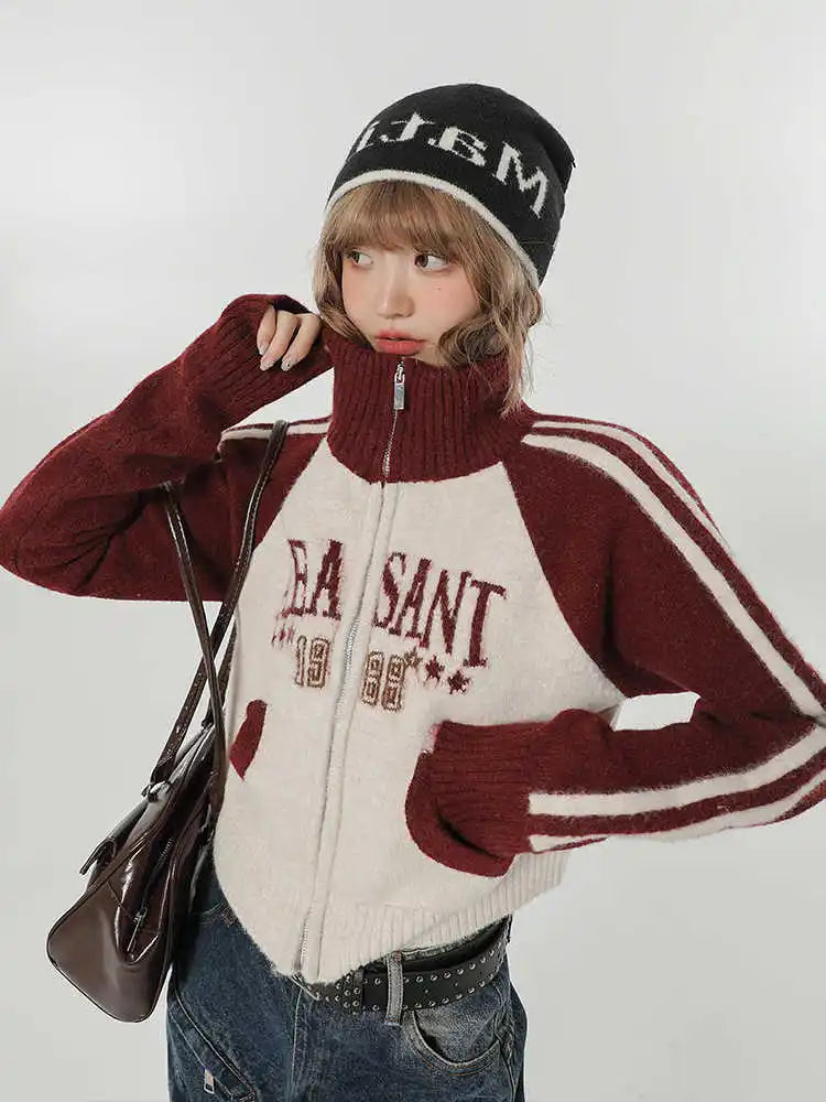 Vintage American Style High Neck Sweatshirt