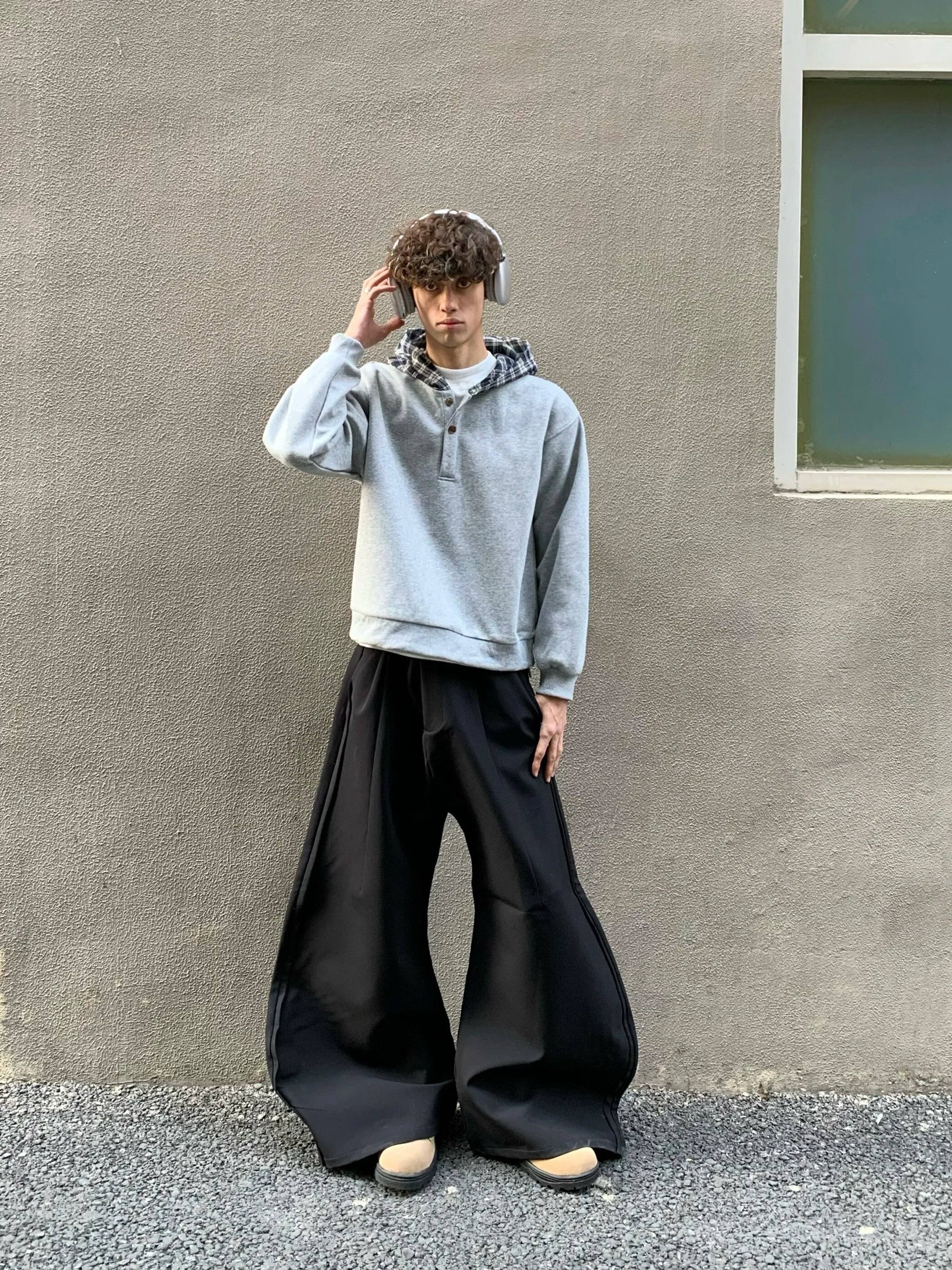 Effortless Plaid Retro Splicing Hooded Sweatshirt