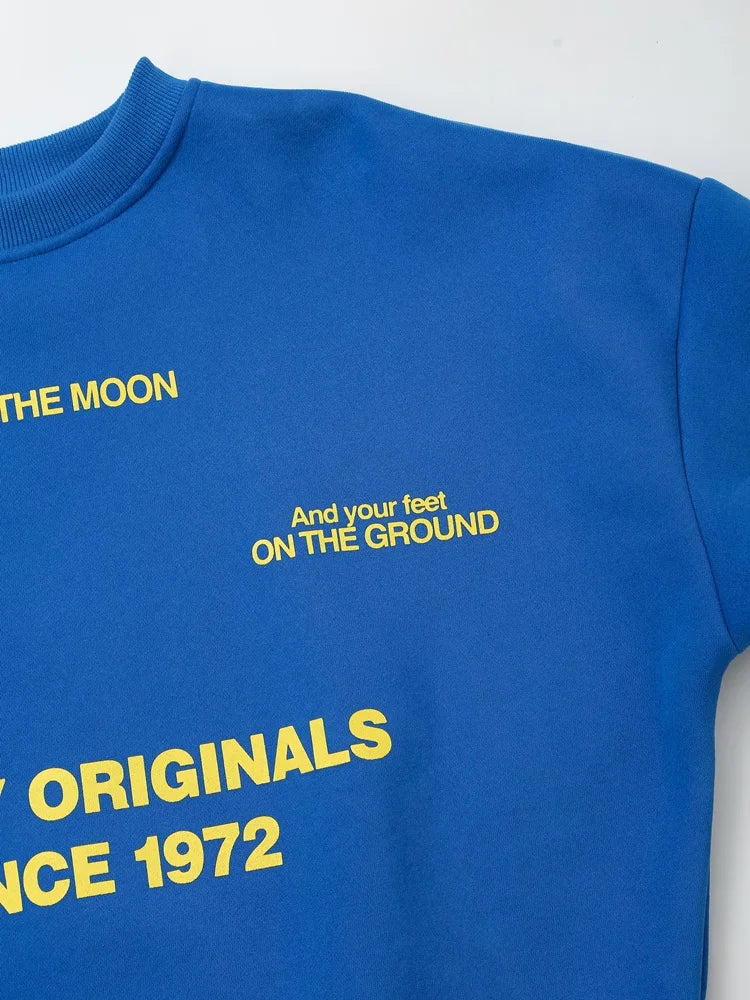 Blue Letter Fleece Oversize Sweatshirt