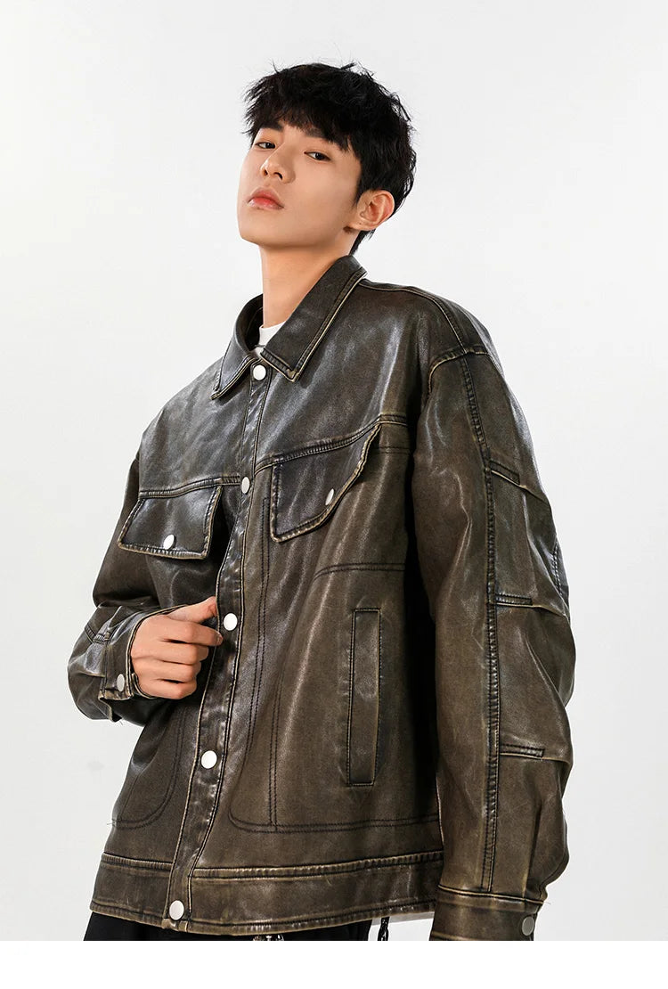 Classic Premium Vintage Loose Leather Motorcycle Jacket