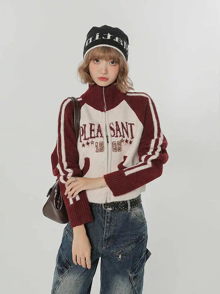 Vintage American Style High Neck Sweatshirt